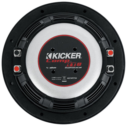 KICKER 48CWRT84 CompRT 600w Shallow Slim 8" Subwoofer DVC 4-ohm Car Sub COMPRT8