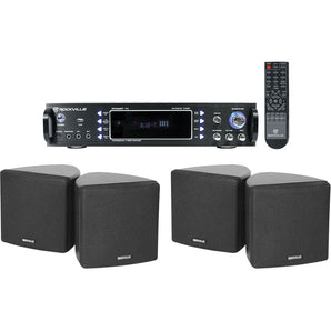 Rockville 1000 Watt Home Theater Bluetooth Receiver+(4) 3.5" Black Cube Speakers