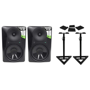 (2) Mackie MR824 8” 85w Powered Studio Monitor Speakers+Stands+Isolation Pads