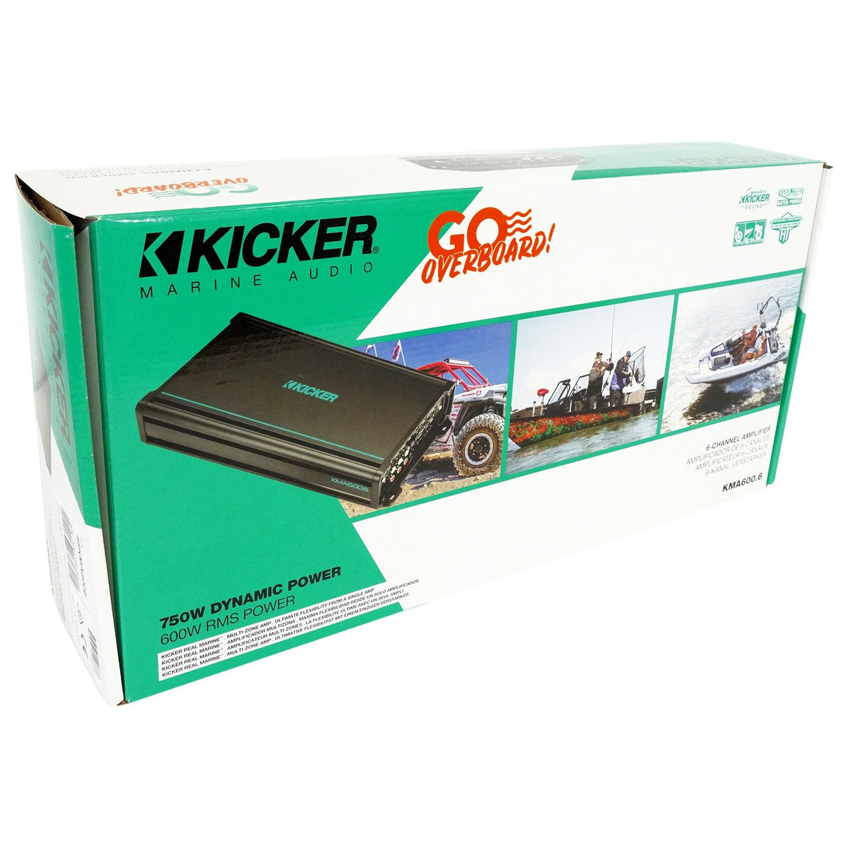 KICKER 48KMA6006 600 Watt 6-Channel Marine Amplifier Boat Amp KMA600.6