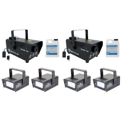 (2) R720L Fog Machines + (4) Mini Strobe LED Lights Bundle