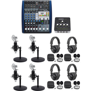 Presonus AR8 Podcast Podcasting Studio Bundle w/(4) Mics+Headphones+Desk Stands