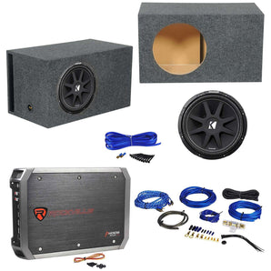 KICKER 43C154 Comp 15" 500 Watt Car Subwoofer+Amplifier+Amp Kit+Vented Sub Box