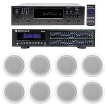 6-Zone Receiver with (4) Pairs of White 6.5" In-Ceiling Speakers, Home Package