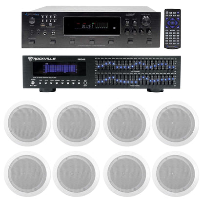 6-Zone Receiver with (4) Pairs of White 6.5" In-Ceiling Speakers, Home Package