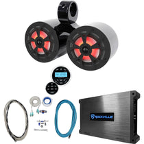 Dual 6.5" 700w Marine Wakeboard LED Speakers+Receiver+Amplifier+Wires