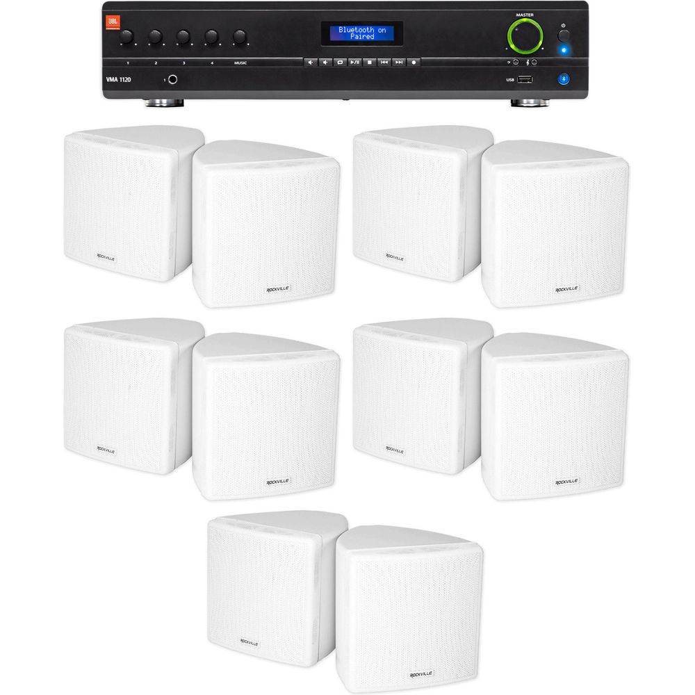 VMA1120 Amplifier + (10) 3.5" White Cube Speakers Bundle