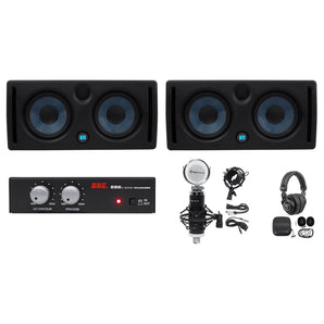 (2) Presonus ERIS E66 Powered Dual 6.5" Studio Monitors+Maximizer+Headphones+Mic