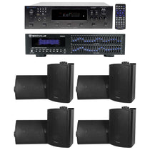 6-Zone Receiver with (4) Pairs of Black 5.25" Indoor/Outdoor Speakers, Home Package