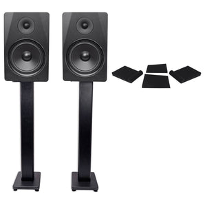 (2) Rockville DPM8B Dual Powered 8" 600 Watt Active Studio Monitors+Stands+Pads