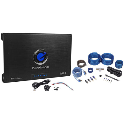 Anarchy AC2000.2 2000W 2-Channel Amplifier with RWK41 4-Gauge Amp Kit and Wired Remote