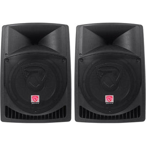 Pair Rockville Power Gig RPG12 12" Powered Active 1600 Watt 2-Way DJ PA Speakers