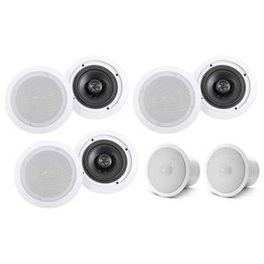 (6) Rockville HC655 6.5" 500 Watt In-Ceiling Home Theater Speakers+JBL Subwoofer