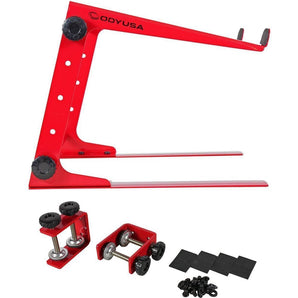 Odyssey LSTAND RED Red Adjustable DJ Laptop Stand +Case/Table Clamps L-Stand