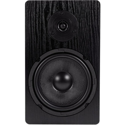 RockShelf 64B Black 6.5" Home Bookshelf Speakers w/29" Stands