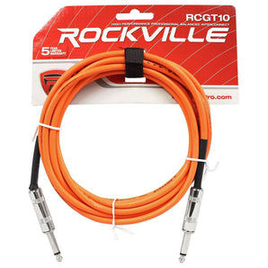 18 Rockville RCGT10O 10'  1/4" TS to 1/4'' TS Guitar/Instrument Cable