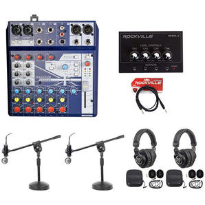 2) Person Gaming Twitch Stream Bundle Soundcraft Mixer+Headphones+Mic+Boom Stand
