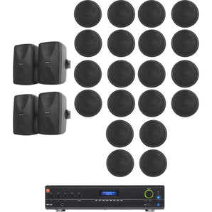 JBL VMA1240 Commercial/Restaurant Receiver+4) Wall+20) Ceiling Speakers in Black