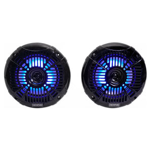 (4) Memphis Audio MXA602SLB 80 Watt 6.5" Black Marine LED Speakers For Boat
