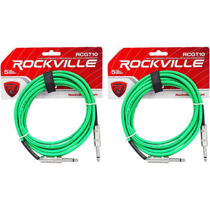 2 Rockville RCGT10G 10'  1/4" TS to 1/4'' TS Guitar/Instrument Cable