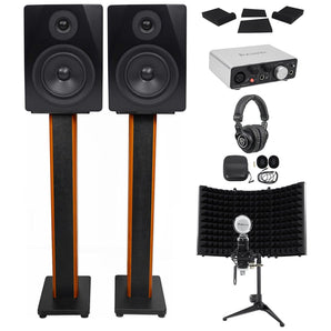 Focusrite Package: Interface+Studio Monitors+Recording Mic+Headphones+36" Stands