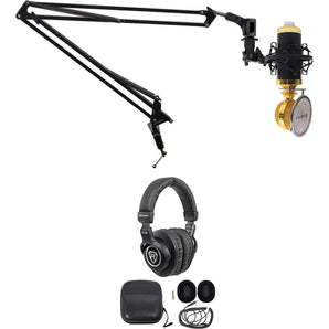 Rockville PC Gaming Streaming Twitch Bundle RCM02 Microphone+Headphones+Boom Arm