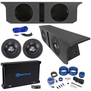 2) Rockville 12" Subwoofers+Sub Box+Amplifier For 2007-2016 Jeep Wrangler 4-Door