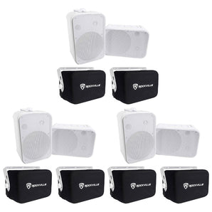 6) Rockville HP65S 6.5" 500w Outdoor Patio Backyard Speakers w/Waterproof Covers