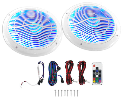 KMC2 Digital Media Receiver w/Bluetooth+Remote+(2) 6.5" White LED Speakers