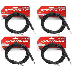 4 Rockville RCTR110B Black 10' 1/4'' TRS to 1/4'' TRS  Cable 100% Copper