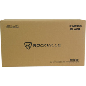 (2) Rockville RWB90B Black 8" Marine Wakeboard Swivel Tower Speakers+Amplifier