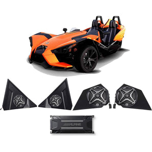 Front Kick+Side Panel Speakers in Pods+Alpine Amplifier For Polaris Slingshot