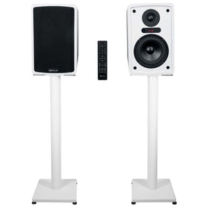 Rockville ELITE-5W 5.25" Powered White Bookshelf Speakers w/Bluetooth+29" Stands