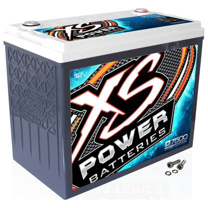 XS Power D7500 6000 Amp 12 Volt Car Audio Sealed AGM Battery+Power/Ground Wires