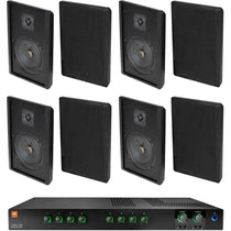 CSMA240 2x40W Amplifier + (8) Black 5.25" Slim Wall Speakers