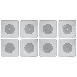 (8) Rockville MS81 Metal 8" 70v Commercial Background Music PA Ceiling Speakers
