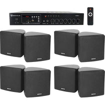 RCS80-1 60W Amp 4-Pack + Cube 3.5" Black Speakers Bundle