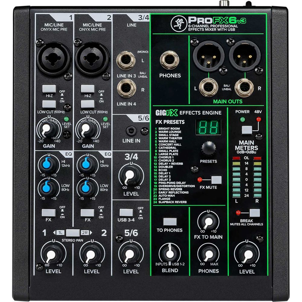 2-Person Podcast Recording Kit w/Mackie ProFX6v3 Mixer + Desk Stands