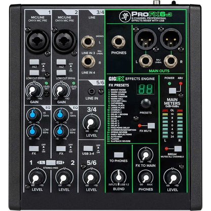 ProFX6v3 6-Channel Pro Effects Mixer w/USB + XLR + 1/4" Cables