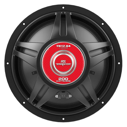 (2) MTX Terminator TN12-04 12" Subwoofers + Mono Amplifier + Amp Kit