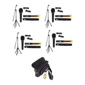 (4) Peavey MSP2 PV Series Microphones+Mic Cables+Clips+Stands w/6 Space Mic Bag