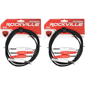 2 Rockville RCDSS10B 10' Dual Mono 1/4" TS to Same Cable