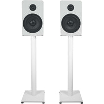 RockShelf 54W White 5.25" Home Bookshelf Speakers w/29" Stands