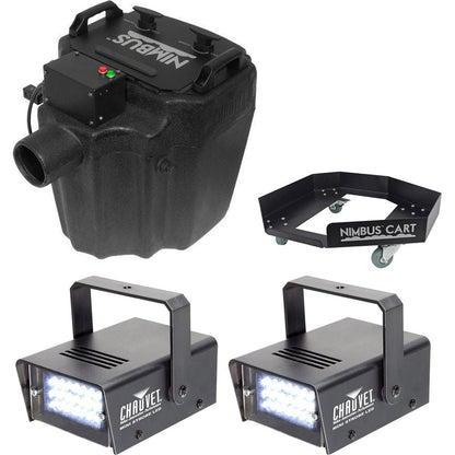 Nimbus Fog Machine + 2 Strobe Lights + Rolling Cart
