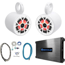 RKL65MBW 6.5" 700W Marine Wakeboard LED Speakers+Amplifier+Amp Kit
