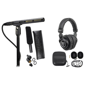 Audio Technica AT875R Short Shotgun Condenser Microphone + Studio Headphones