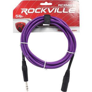 Rockville RCXMB10P 10' Male REAN XLR to 1/4'' TRS Cable Purple 100% Copper