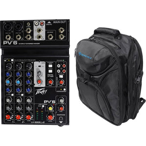 Peavey PV6 PV 6 Pro Audio Mixer w/ USB, Compressor and Effects+Backpack Bag