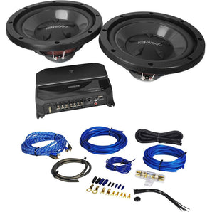 Kenwood P-W1221 2-Channel 500w Amplifier+(2) 12" KFC-W112S Subwoofers+Wire Kit