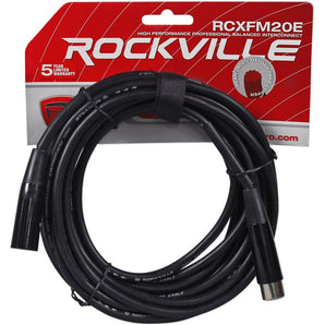 Rockville RCXFM20E-B 20 Foot Female to Male XLR Mic Cable Black 100% Copper
